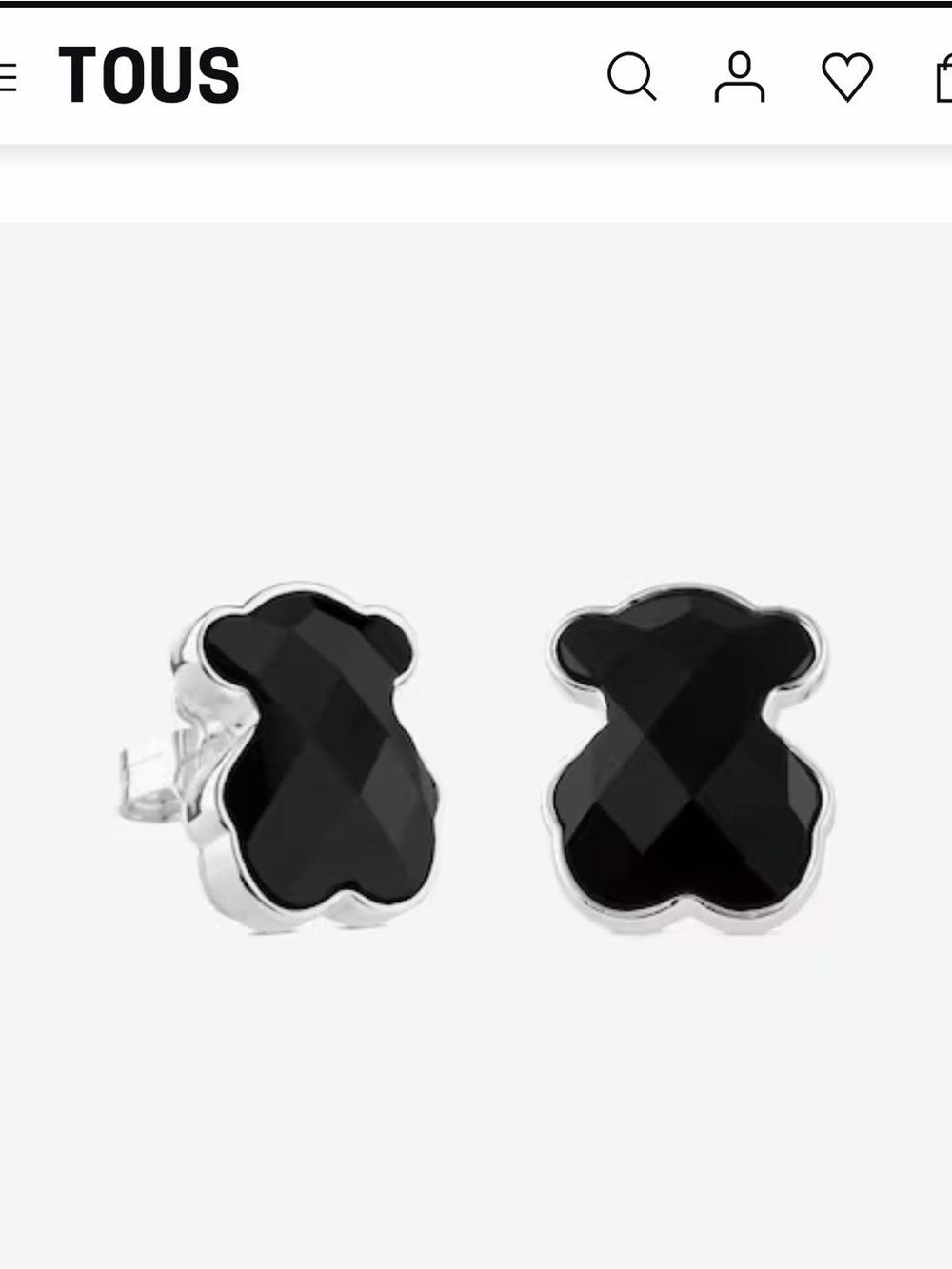 TOUS Black Bear-Shaped Stud Earrings with Silver Trim